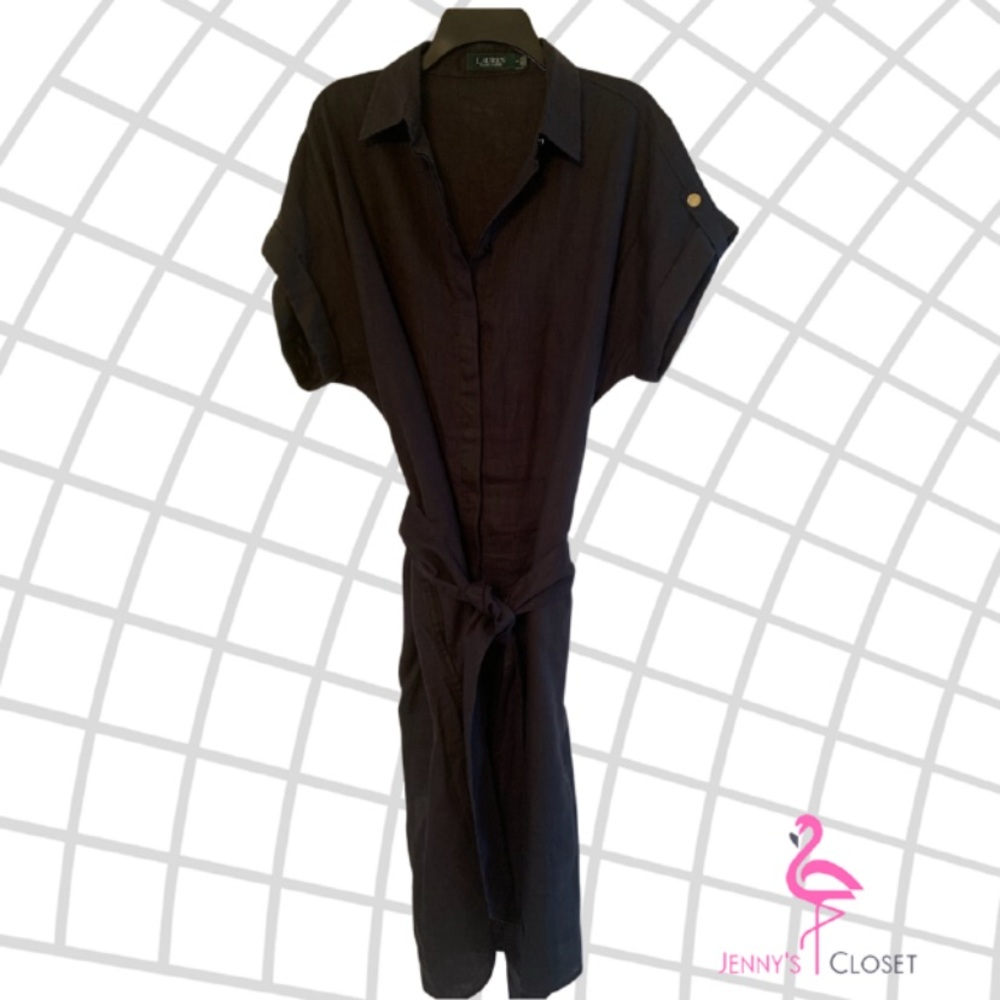 Lauren Ralph Lauren, Size 14, Navy Blue Linen Dress